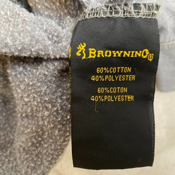 Browning Men's Hoodie M Live Free & Hunt Tough Graphic Pullover Gray Cotton Poly - Picture 6 of 10